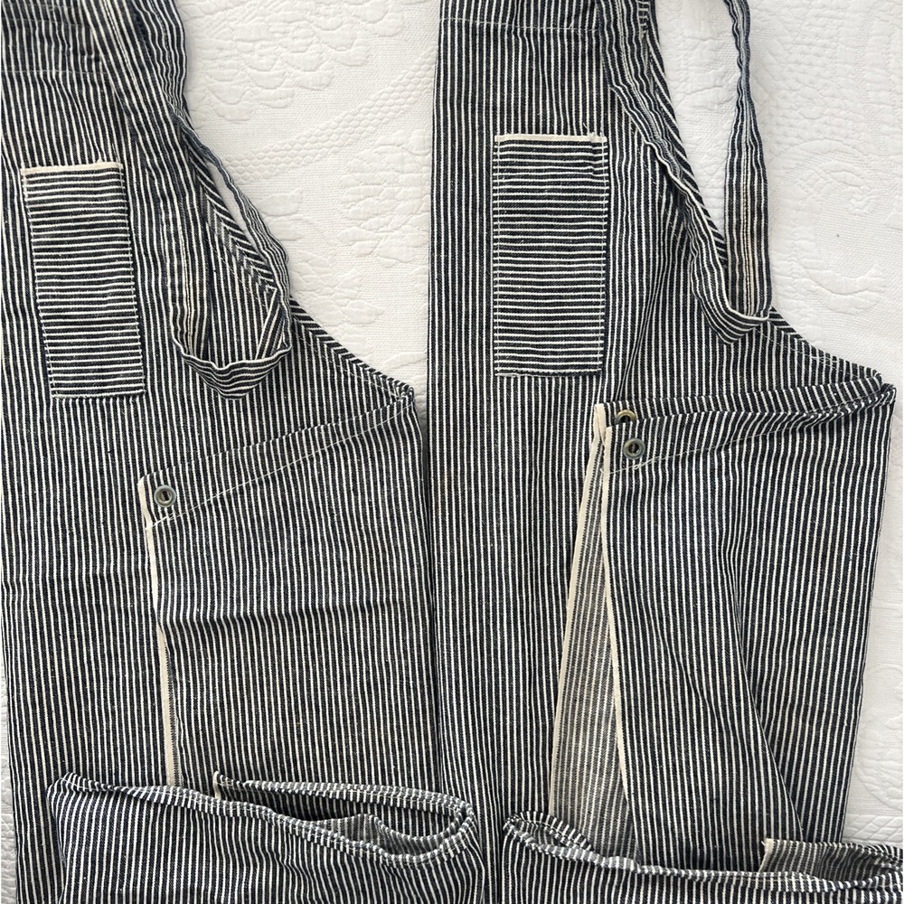 Vintage 1940s 50s Hickory Stripe Work Aprons Selvedge Cotton Industrial Workwear